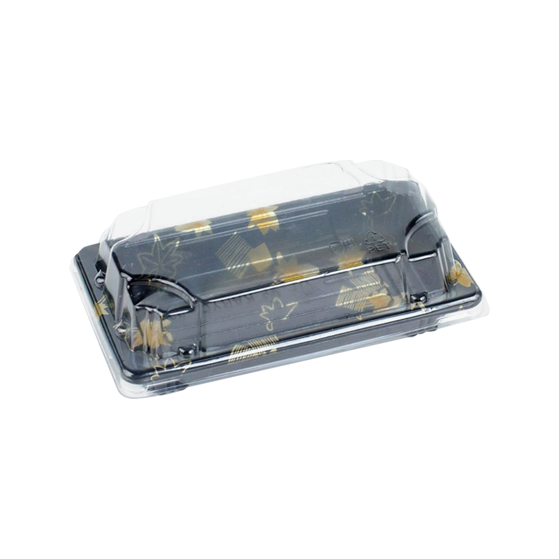 Hajoava musta muovinen juhlalautanen