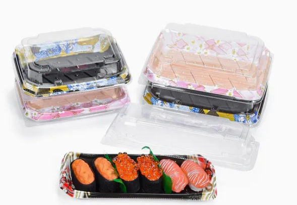 Kertakäyttöinen muovinen sushi-ruokatarjotin Box 