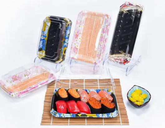 Kertakäyttöinen muovinen sushi-ruokatarjotin Box 