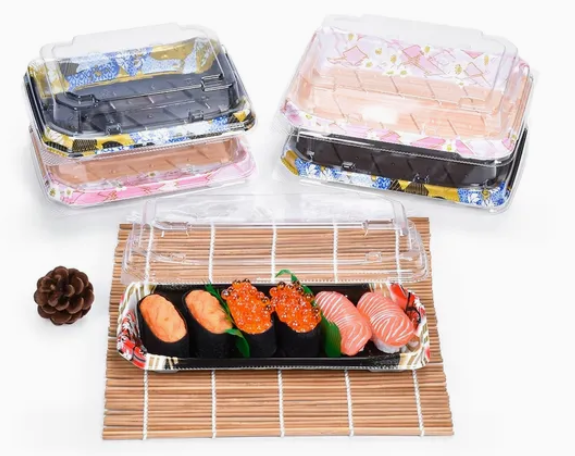Kertakäyttöinen muovinen sushi-ruokatarjotin Box 