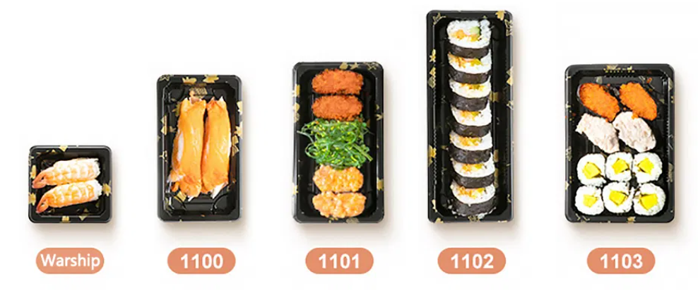 Kertakäyttöinen muovinen sushi-ruokatarjotin Box 